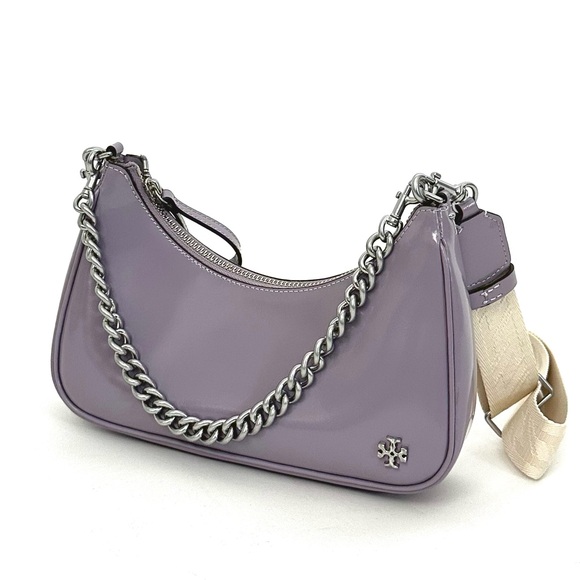 TORY BURCH Mini Leather Satchel Purse Small 151 Mercer Crescent Bag in Lavender - Picture 4 of 15